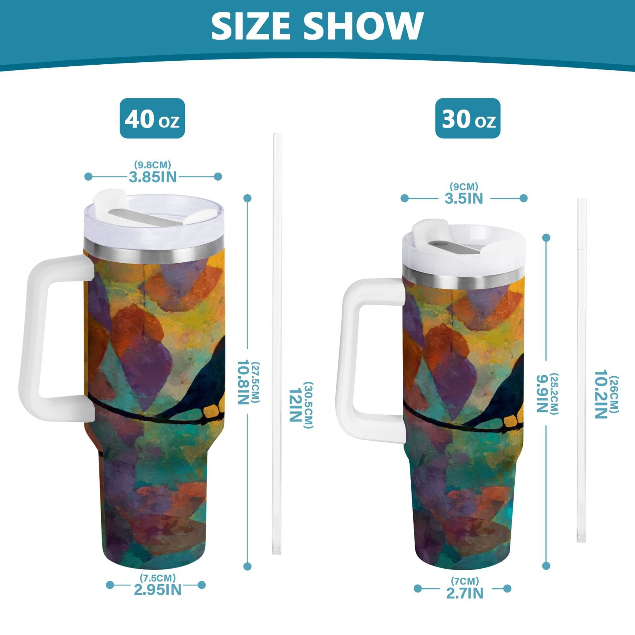30 oz Insulated Stainless Steel Tumbler Double Wall Stainless Steel Tumbler with 2-Way Drinking Birds on A Wire [23H2]