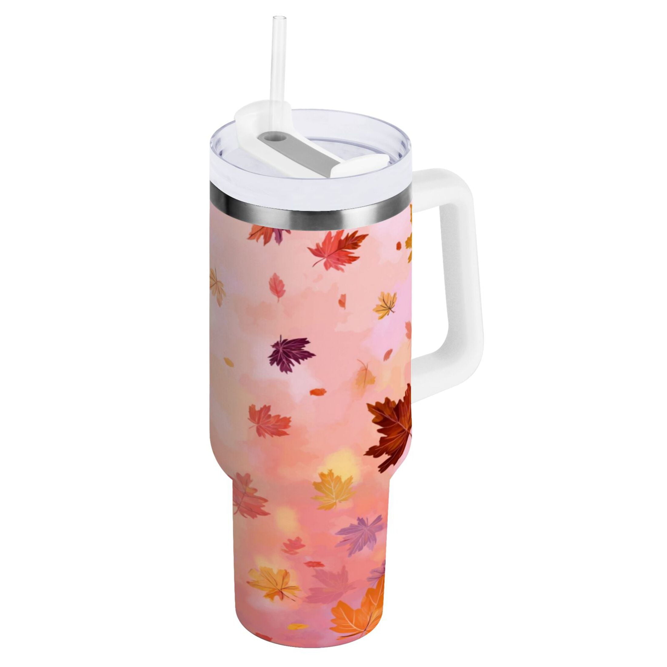 30 oz Insulated Stainless Steel Tumbler Double Wall Stainless Steel Tumbler with 2-Way Drinking Autumn Leaves Falling [ZOQ4]