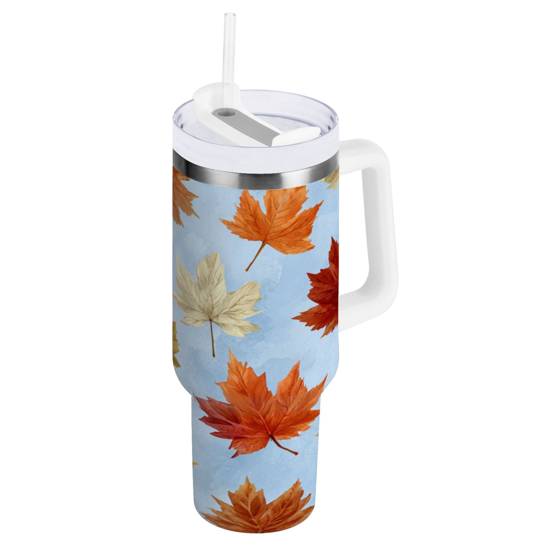 30 oz Insulated Stainless Steel Tumbler Double Wall Stainless Steel Tumbler with 2-Way Drinking Autumn Maple Leaves [R5M3]
