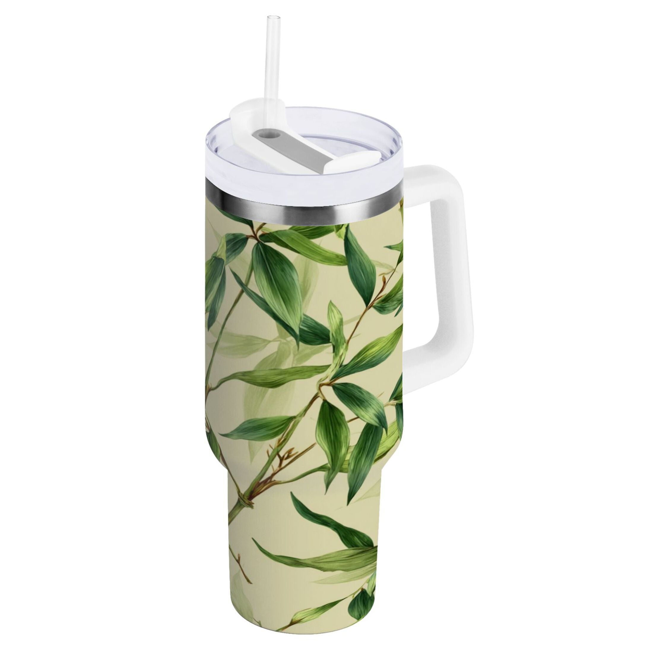 30 oz Insulated Stainless Steel Tumbler Double Wall Stainless Steel Tumbler with 2-Way Drinking Bamboo Pattern [UUR3]