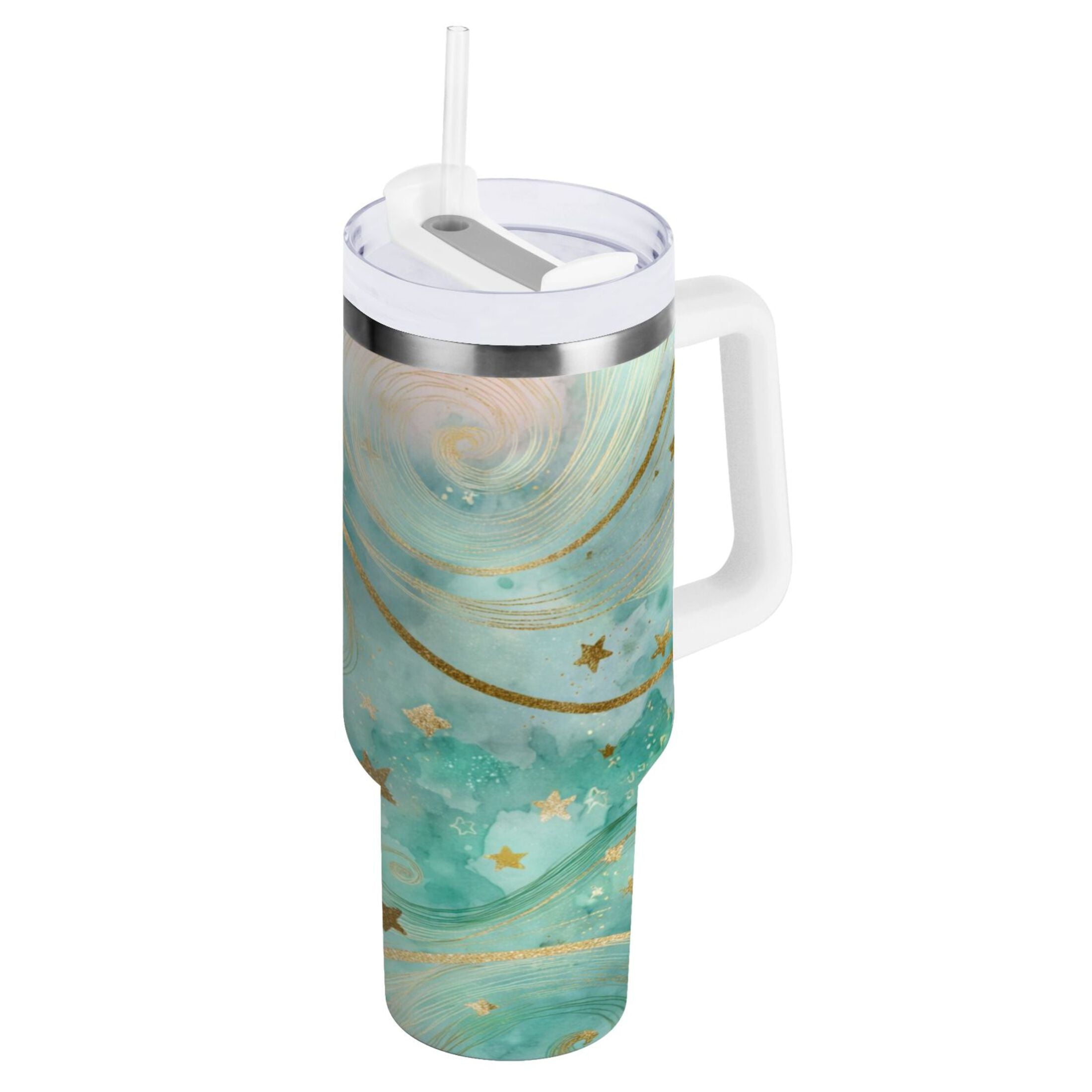 30 oz Insulated Stainless Steel Tumbler Double Wall Stainless Steel Tumbler with 2-Way Drinking Beautiful Swirling Lines [JMZC]
