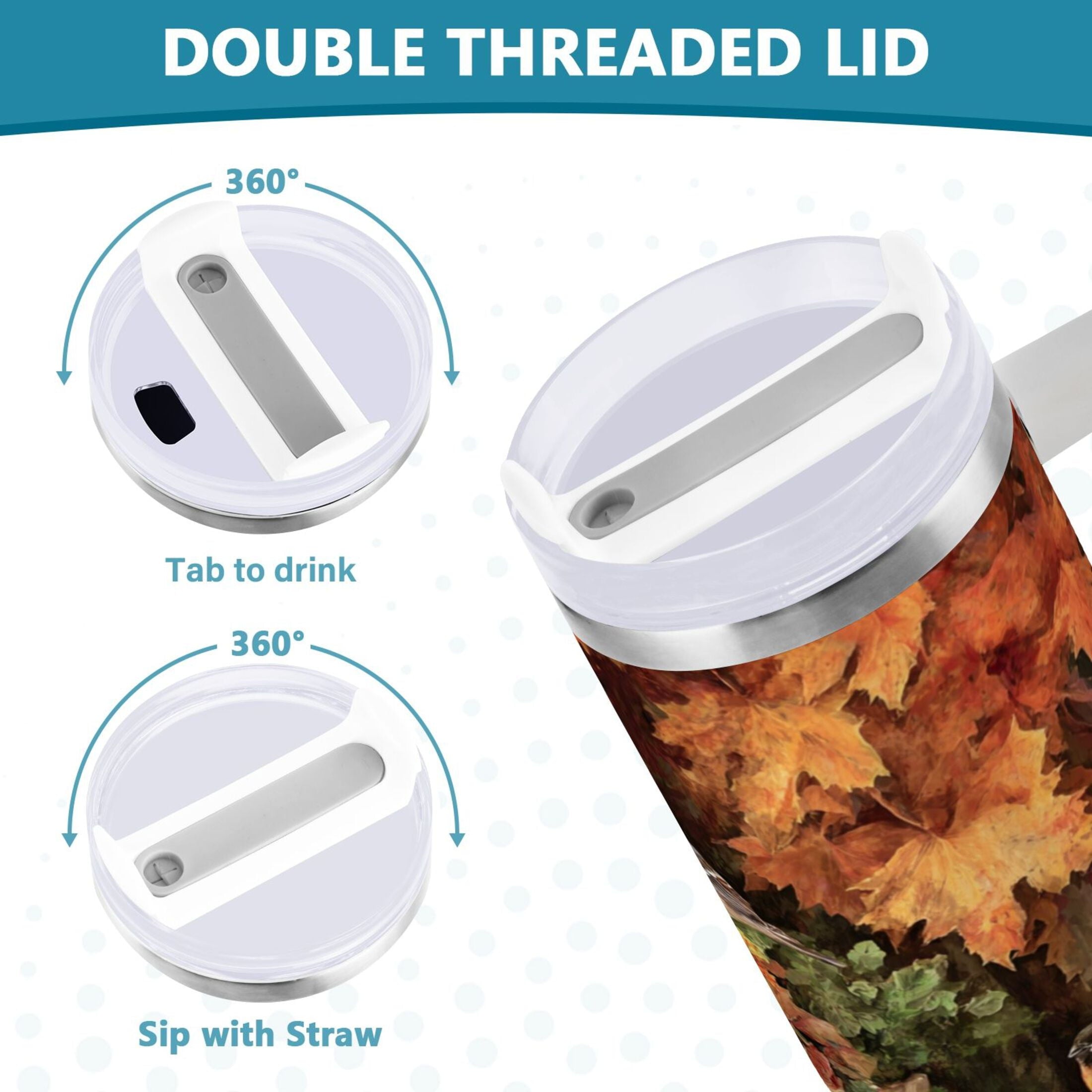 30 oz Insulated Stainless Steel Tumbler Double Wall Stainless Steel Tumbler with 2-Way Drinking Beautiful Fall Scene [PTCN]