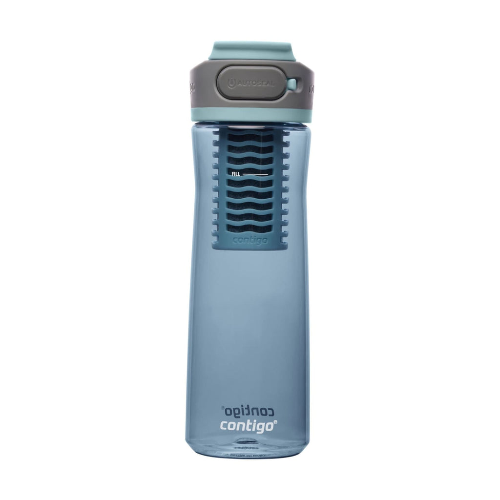 (2 pack) Contigo Clybourn Plastic FreeFlow Filter Water Bottle with AUTOSEAL Lid 24 oz., Dark Ice, with Replacable Filter [SS5T]