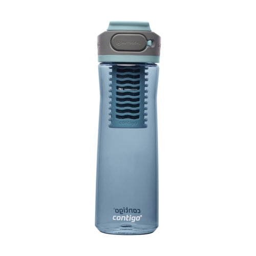 (2 pack) Contigo Clybourn Plastic FreeFlow Filter Water Bottle with AUTOSEAL Lid 24 oz., Dark Ice, with Replacable Filter [SS5T]