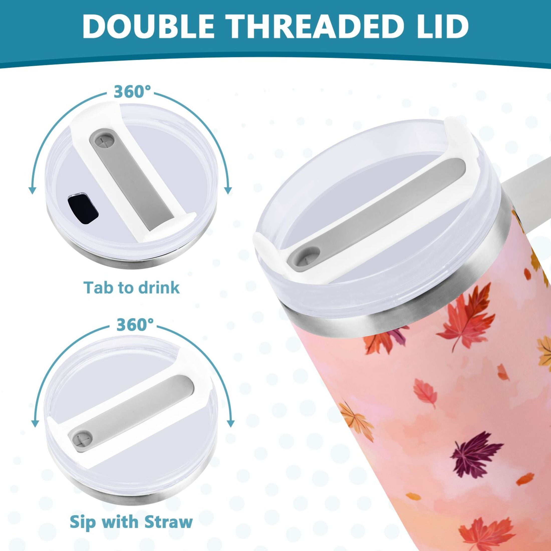 30 oz Insulated Stainless Steel Tumbler Double Wall Stainless Steel Tumbler with 2-Way Drinking Autumn Leaves Falling [ZOQ4]