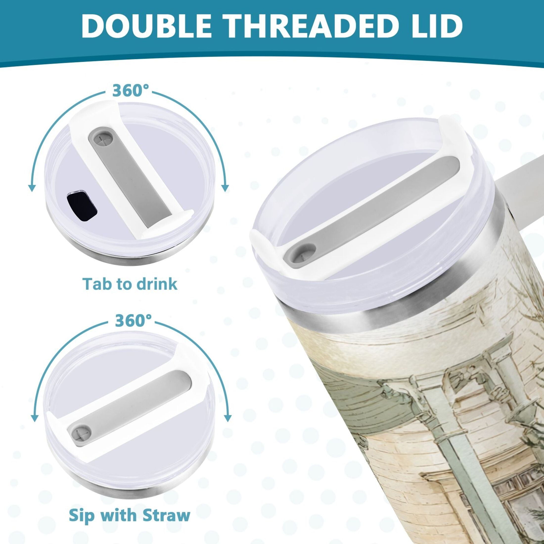 30 oz Insulated Stainless Steel Tumbler Double Wall Stainless Steel Tumbler with 2-Way Drinking Charming Christmas Doorway [YU16]