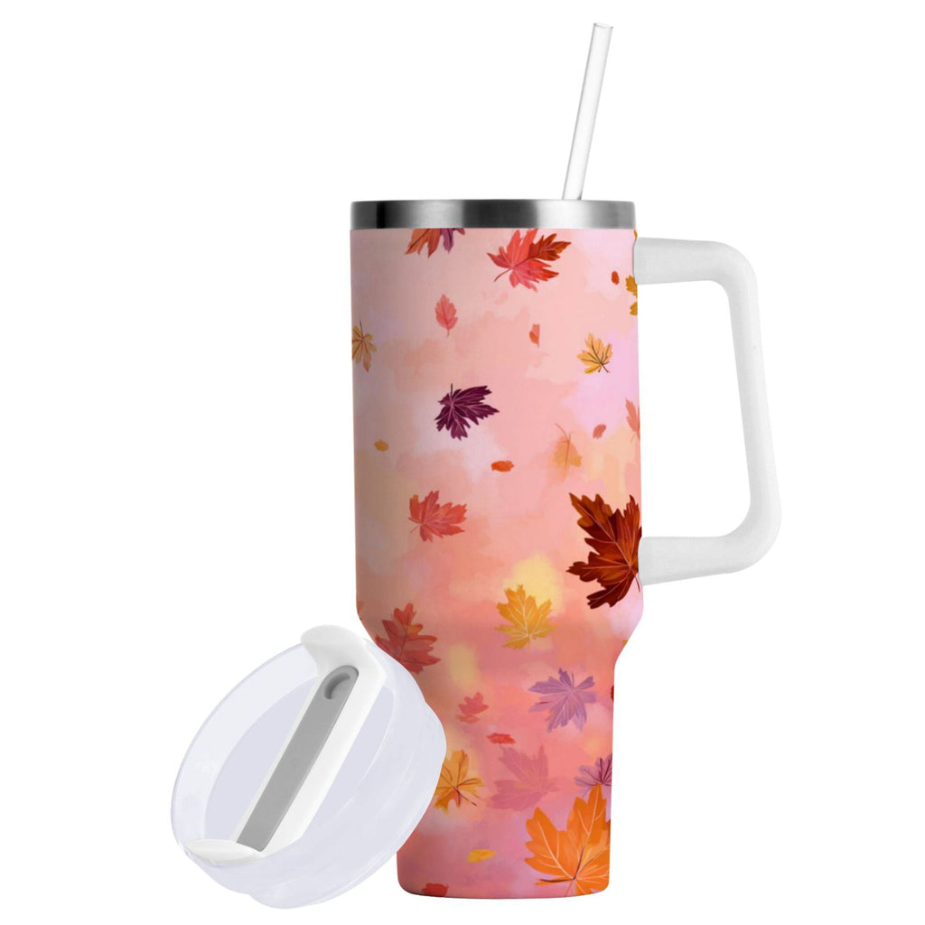 30 oz Insulated Stainless Steel Tumbler Double Wall Stainless Steel Tumbler with 2-Way Drinking Autumn Leaves Falling [ZOQ4]