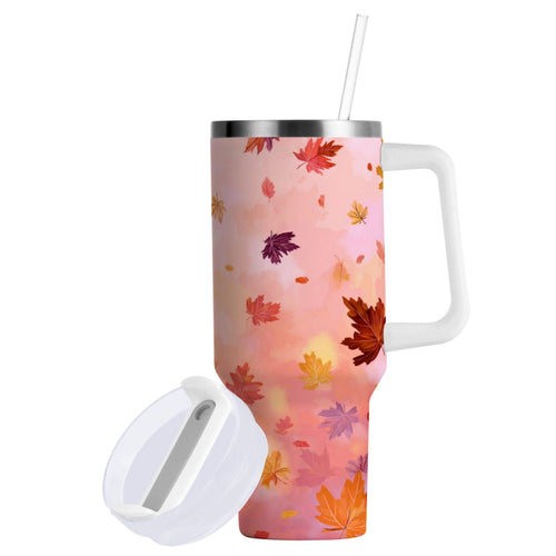 30 oz Insulated Stainless Steel Tumbler Double Wall Stainless Steel Tumbler with 2-Way Drinking Autumn Leaves Falling [ZOQ4]