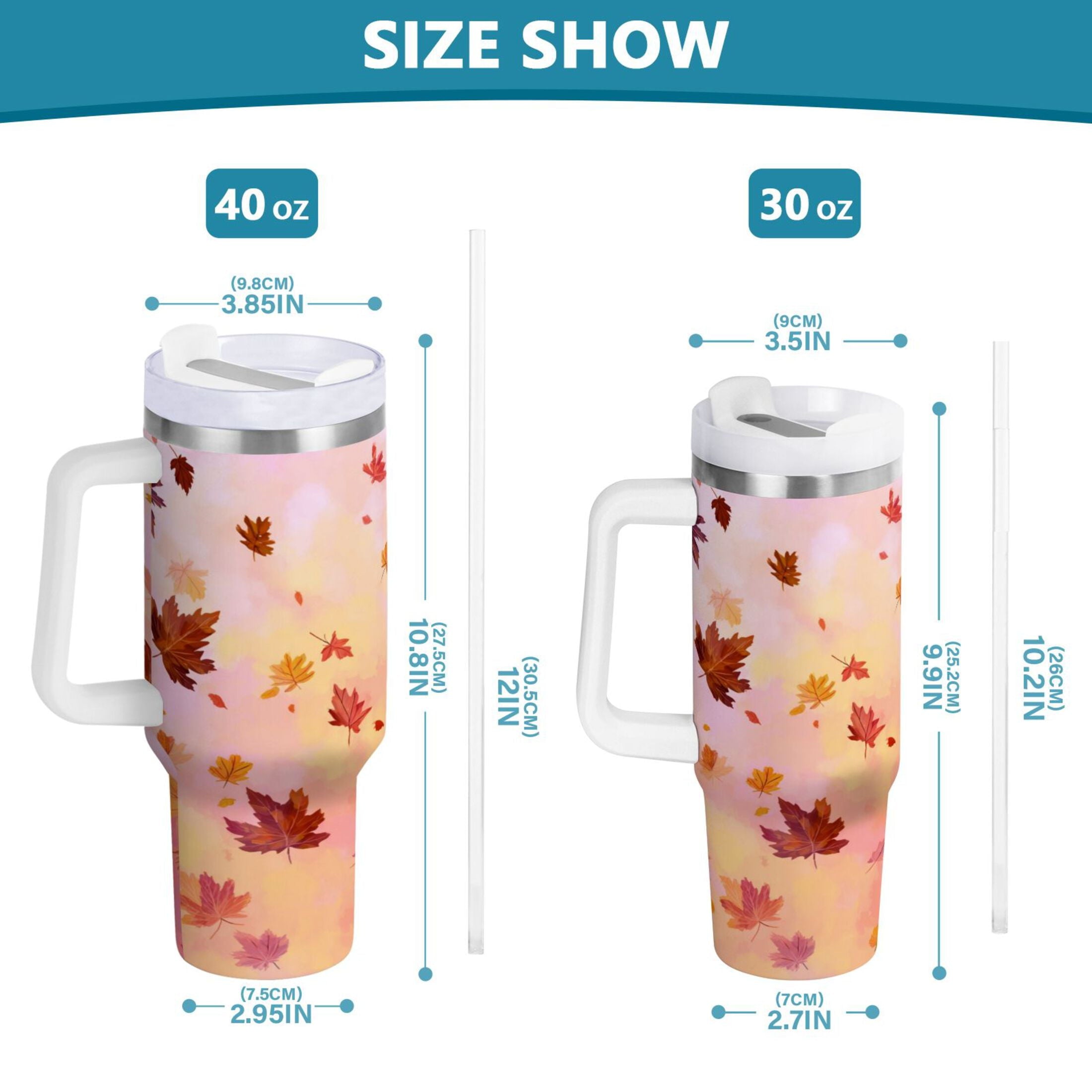 30 oz Insulated Stainless Steel Tumbler Double Wall Stainless Steel Tumbler with 2-Way Drinking Autumn Leaves Falling [ZOQ4]