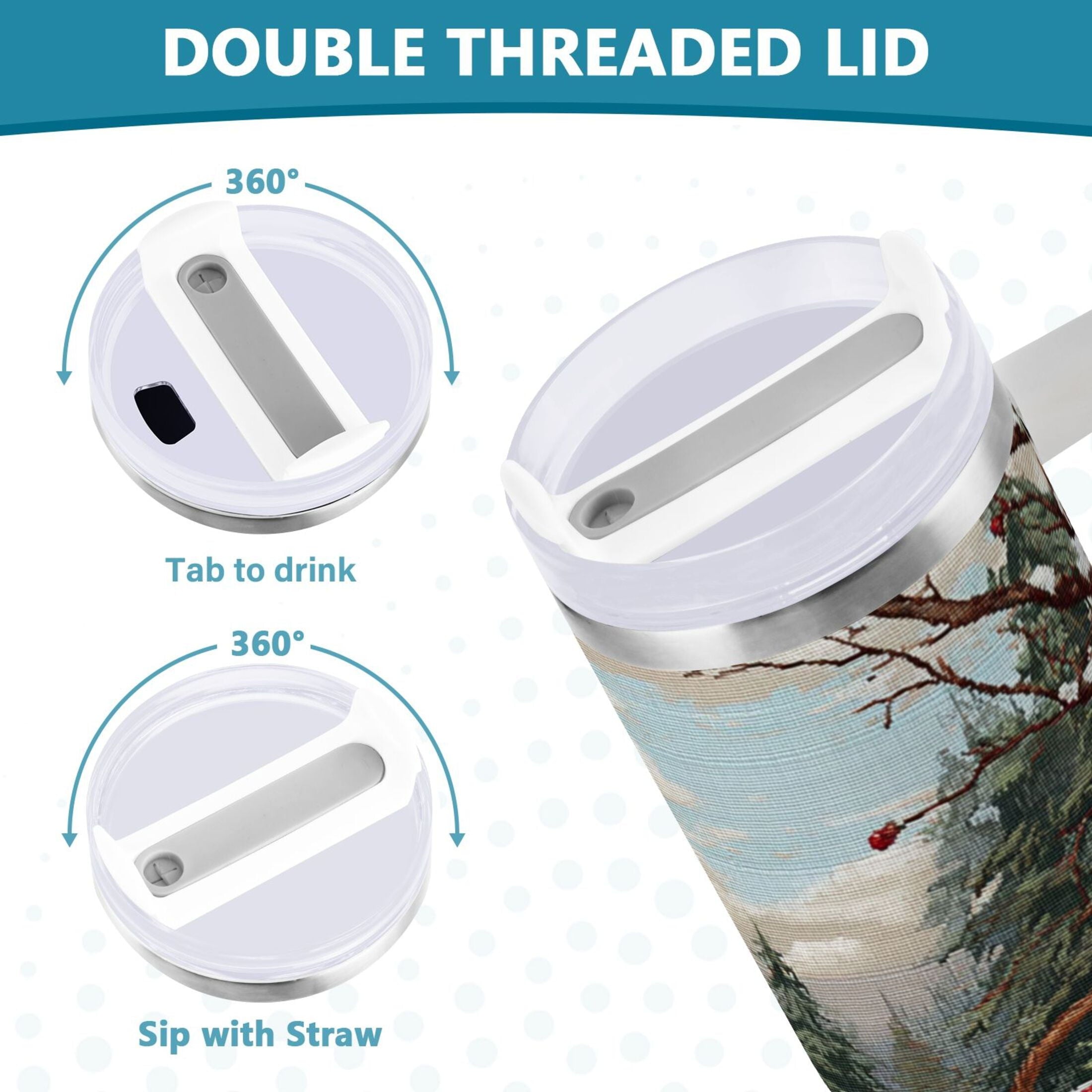 30 oz Insulated Stainless Steel Tumbler Double Wall Stainless Steel Tumbler with 2-Way Drinking Apples and Baskets [1O9M]